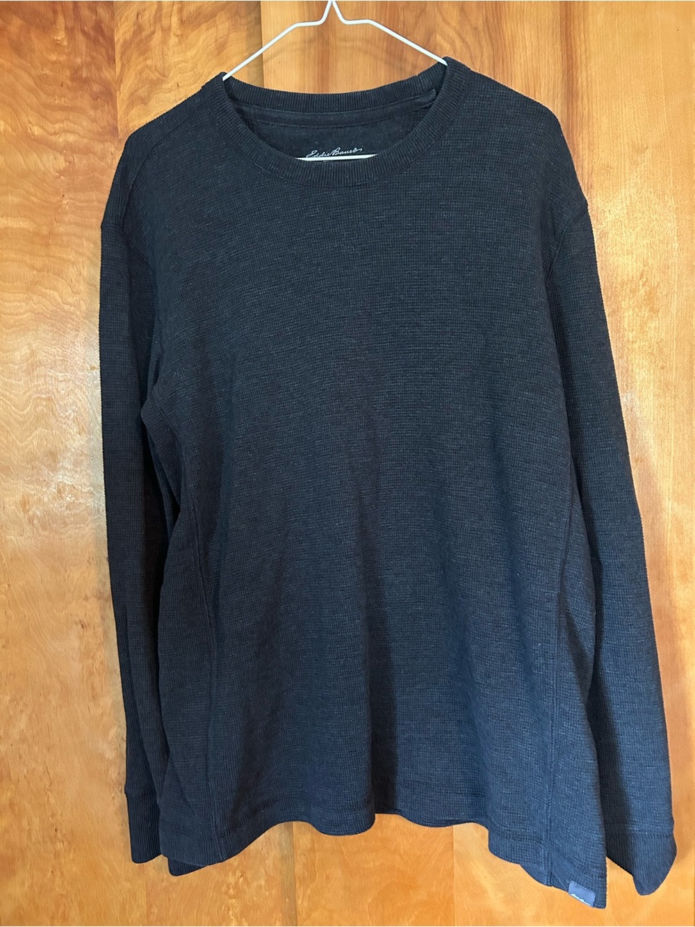 Eddie Bauer Men's Charcoal Waffle Knit Crewneck Sweater